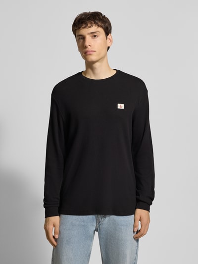 Calvin Klein Jeans Bluzka z długim rękawem i detalem z logo Czarny 4