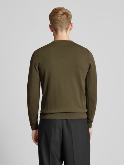 HUGO Gebreide pullover met labelbadge, model 'San Cassius' Olijfgroen - 5