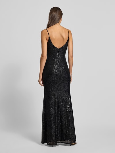 Luxuar Abendkleid mit Pailletten und Gehschlitz Black 5