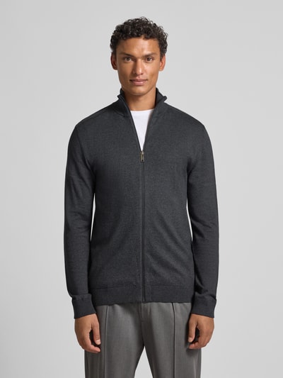 SELECTED HOMME Regular fit gebreid jack van puur katoen, model 'BERG' Donkergrijs - 4