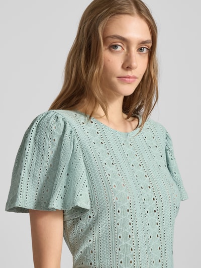 Only Regular Fit T-Shirt mit Lochstickmuster Modell 'RIVERSIDE' Mint 3