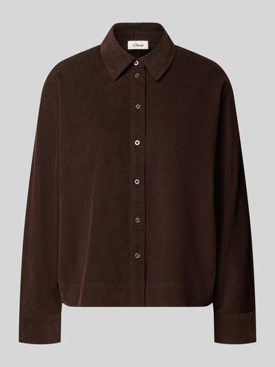 s.Oliver RED LABEL Langarmbluse aus Cord mit Fledermausärmeln Dunkelbraun 1