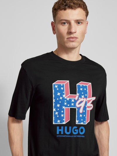 Hugo Blue T-Shirt mit Label-Print Modell 'Nentryle' Black 3