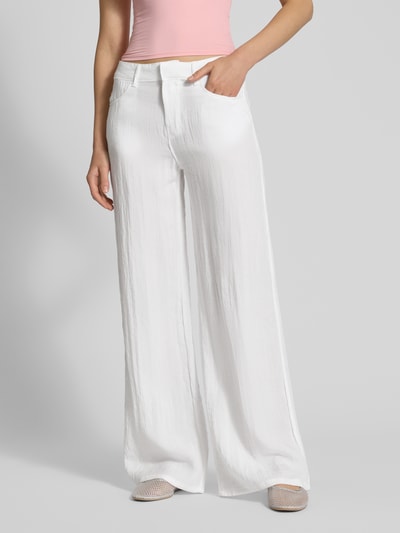 WEEKDAY Spodnie materiałowe z prostą nogawką i efektem marszczenia model ‘Sander’ Złamany biały 4