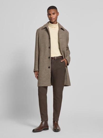 SELECTED HOMME Chinosy o kroju slim fit z mieszanki bawełny model ‘175 BRUSHED’ Ciemnobrązowy 1