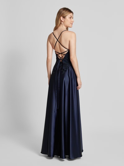 Luxuar Abendkleid mit Strasssteinbesatz Dunkelblau 5