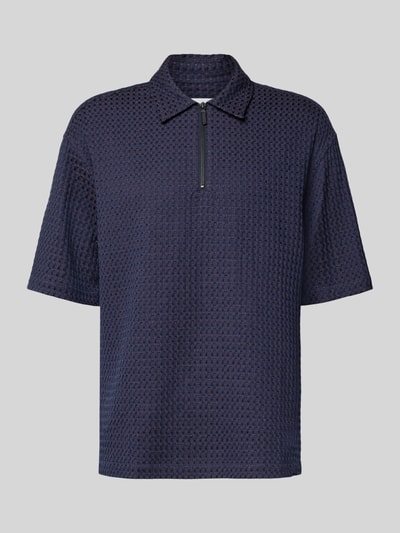 Les Deux Regular Fit Poloshirt mit Strukturmuster Modell 'Lenny' Marine 2