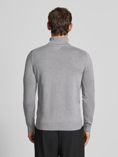 Christian Berg Men Slim fit pullover van een mix van katoen en wol  Lichtgrijs gemêleerd - 5