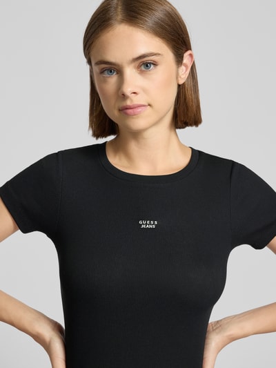 Guess Jeans T-shirt z wyhaftowanym logo Czarny 3