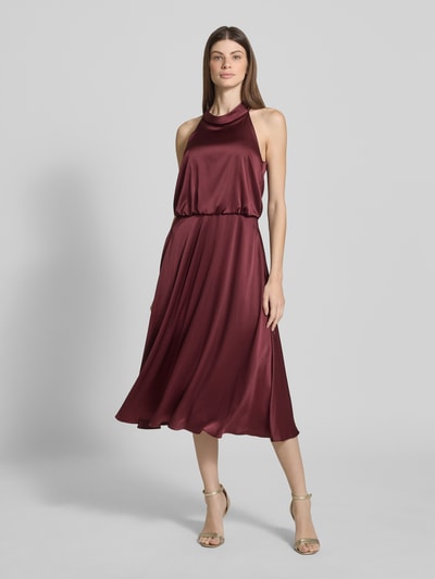 V by Vera Mont Sukienka koktajlowa ze sznurowaniem i zamkiem błyskawicznym Bordowy 4