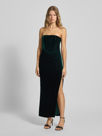 Bardot Cocktailjurk van fluweel in off shoulder-look, model 'EVERLASTING' Donkergroen - 4
