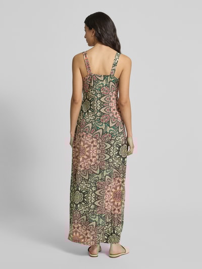 Apricot Midikleid mit V-Ausschnitt im Allover-Look Gruen 5