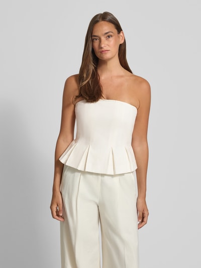 Gestuz Bluse mit Leinen-Anteil und Schößchen Modell 'riava' Weiss 4