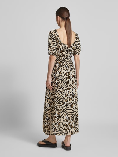 ICHI Midikleid aus Viskose mit V-Ausschnitt Beige 5