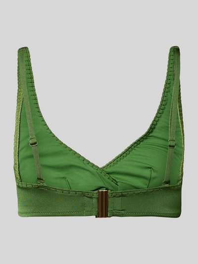 Produktfoto, Bikini-Oberteil mit abnehmbaren, verstellbaren Trägern von WATERCULT, grüner Farbton, Material-Mix mit Stretch-Anteil, körpernahe Passform, herausnehmbare Schaumschale, Brustfutter, glatte Textur