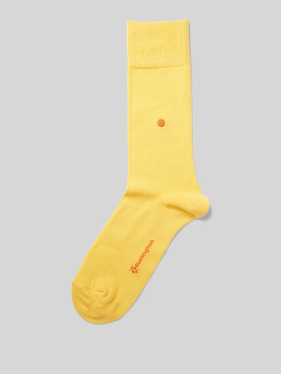 Burlington Socken mit Label-Schriftzug Modell 'Lord' Gelb 1