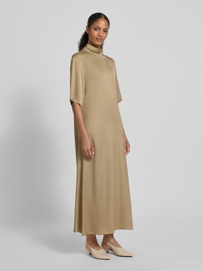 Drykorn Długa sukienka ze stójką i rękawem o dł. 1/2 Camel 1