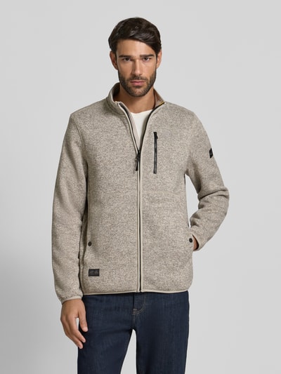 camel active Regular Fit Strickjacke in Melange-Optik mit Stehkragen Offwhite Melange 4