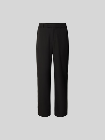 Produktfoto, Oversized Sweatpants aus Leinen-Mix von Don’t Waste Culture in Schwarz, elastischer Leinen-Viskose-Anteil, Hakenverschluss, Reißverschluss, Gesäßtaschen, Oversized-Fit, für Herren