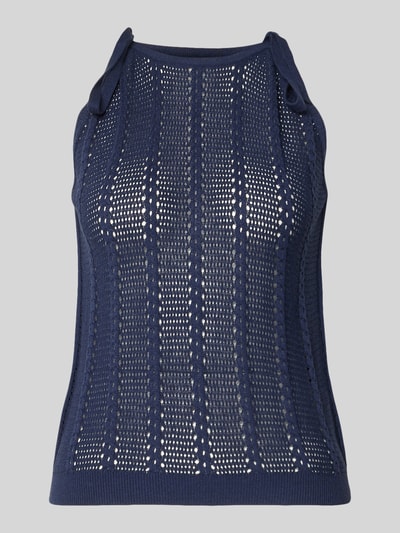Produktfoto, Relaxed Fit Trägertop aus Baumwoll-Mix Modell 'LUX LIGHT' von Vero Moda, Optik: Unifarben, Lochstrickmuster, Strick, navy.