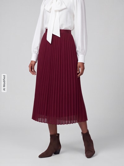 s.Oliver BLACK LABEL Plissérok met schwingende volantzoom Bordeaux - 4