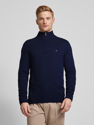 Tommy Hilfiger Wollpullover mit Stehkragen Modell 'LAMBSWOOL' Marine 4