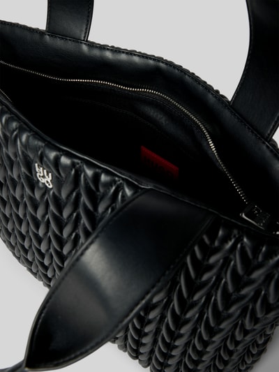 HUGO Torba na ramię z efektem plecionki Czarny 5