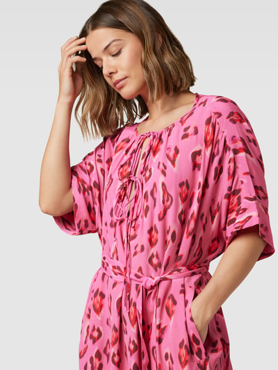 Yippie Hippie Midi-jurk van viscose met all-over motief Felroze - 3