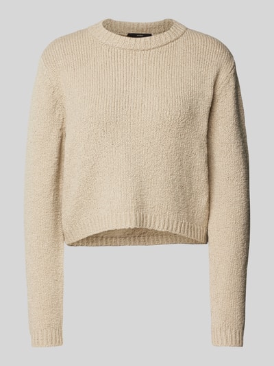 Windsor Cropped Strickpullover mit gerippten Abschlüssen Beige Melange 2