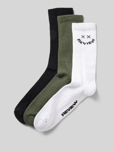 REVIEW Socken mit elastischem Rippenbündchen im 3er-Pack Oliv 1