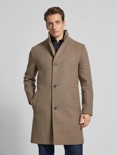SELECTED HOMME Regular fit lange wollen jas met gewatteerde inzet, model 'RAINAR' Taupe - 4