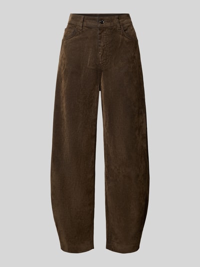 Produktfoto, High Waist Barrel Fit broek met steekzakken van Liu Jo White, mix van katoen en elastaan, bruin, bandwijdte maat 27: 37 cm, binnenbeenlengte maat 27: 67 cm