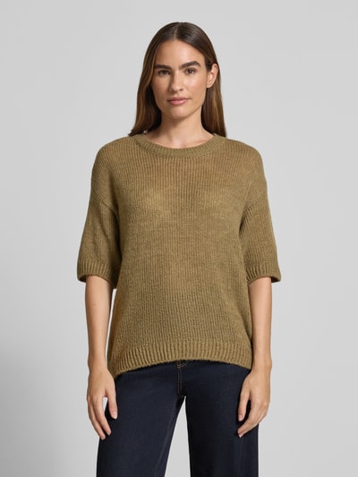 MORE & MORE Loose fit gebreide pullover met wol Kaki - 4