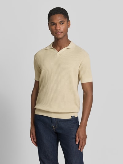 LERROS Slim Fit Strick-Poloshirt mit V-Ausschnitt Beige 4