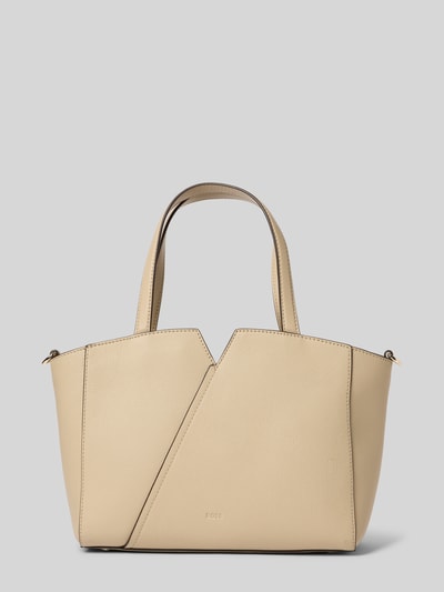 Produktfoto, Henkeltasche aus Rindsleder Modell 'REVERS' von BOSS in Beige, unifarben, rechteckige Form, Tragehenkel, Strukturleder, Label-Applikation.