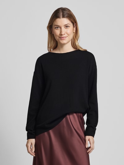 Brax Gebreide pullover met boothals, model 'LIZ' Zwart - 4