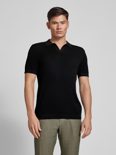 Drykorn Regular fit poloshirt met V-hals, model 'Braian' Zwart - 4