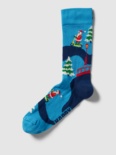 Happy Socks Socken mit Allover-Muster Modell 'Santa on the way' Blau 1