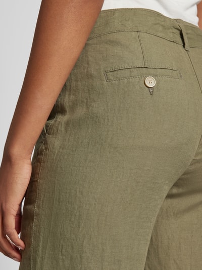Brax Spodnie lniane z szeroką, skróconą nogawką model ‘Style. Maine’ Oliwkowy 3
