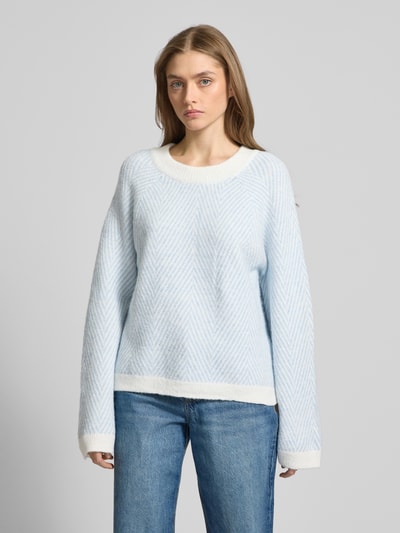 Pieces Regular Fit Strickpullover mit Wollanteil Modell 'OLENA' Hellblau 4