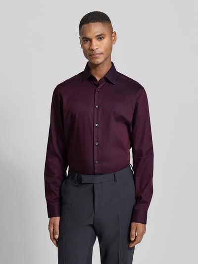 Jake*s Regular fit zakelijk overhemd van katoen met kentkraag Donkerrood - 4