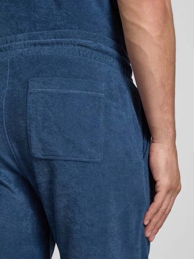 BOSS Orange Regular fit sweatshorts met labelstitching, model 'doubletowel' Blauw - 3