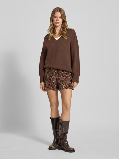 Only Regular Fit Shorts mit Paillettenbesatz Modell 'CONFIDENCE' Hellbraun 1