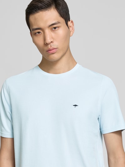 Fynch-Hatton T-shirt met logostitching Lichtblauw - 3