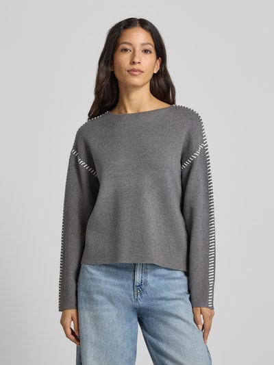 YAS Gebreide pullover met ronde hals, model 'STITCHA' Middengrijs - 4