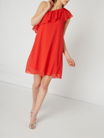 Only One-Shoulder-Kleid mit Volantbesatz Rot 1