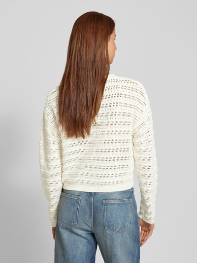 Mango Strickpullover mit Lochmuster Modell 'MUDITO' Offwhite 5