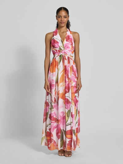 Adrianna Papell Maxikleid mit V-Ausschnitt und Taillenband Pink 4