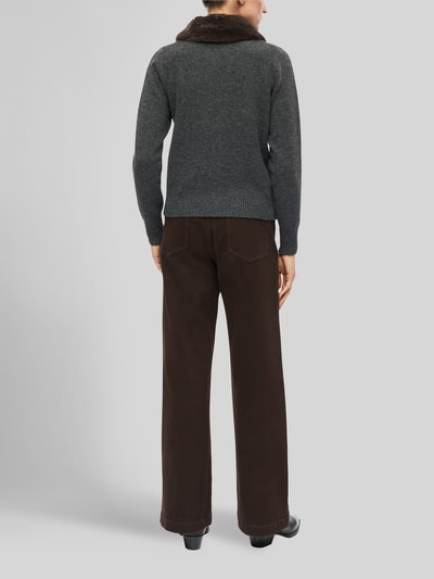 s.Oliver BLACK LABEL Regular fit gebreid jack met wol Antraciet - 4