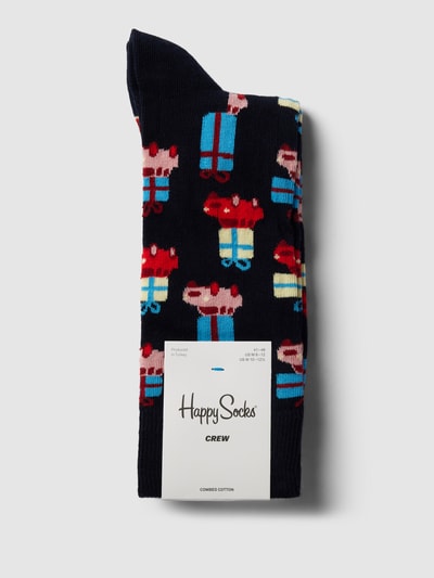 Happy Socks Sokken met all-over motief, model 'Holiday Shopping' Marineblauw - 3